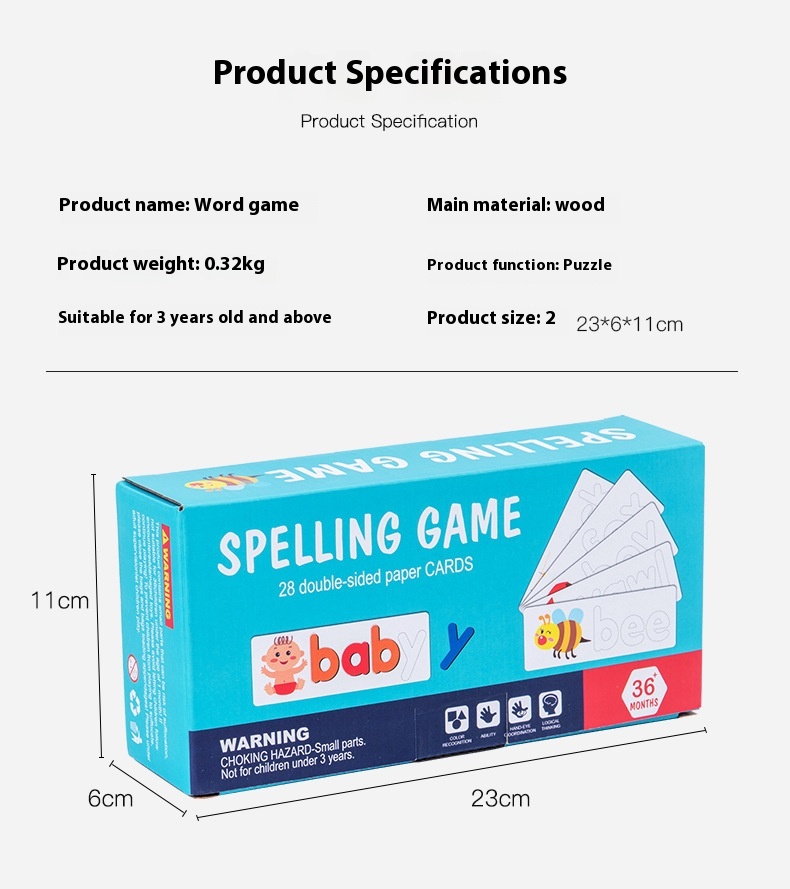 Title 6, Wooden Spelling Game Childrens 26 English Lett...