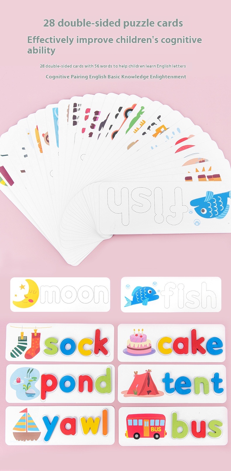 Title 10, Wooden Spelling Game Childrens 26 English Lett...