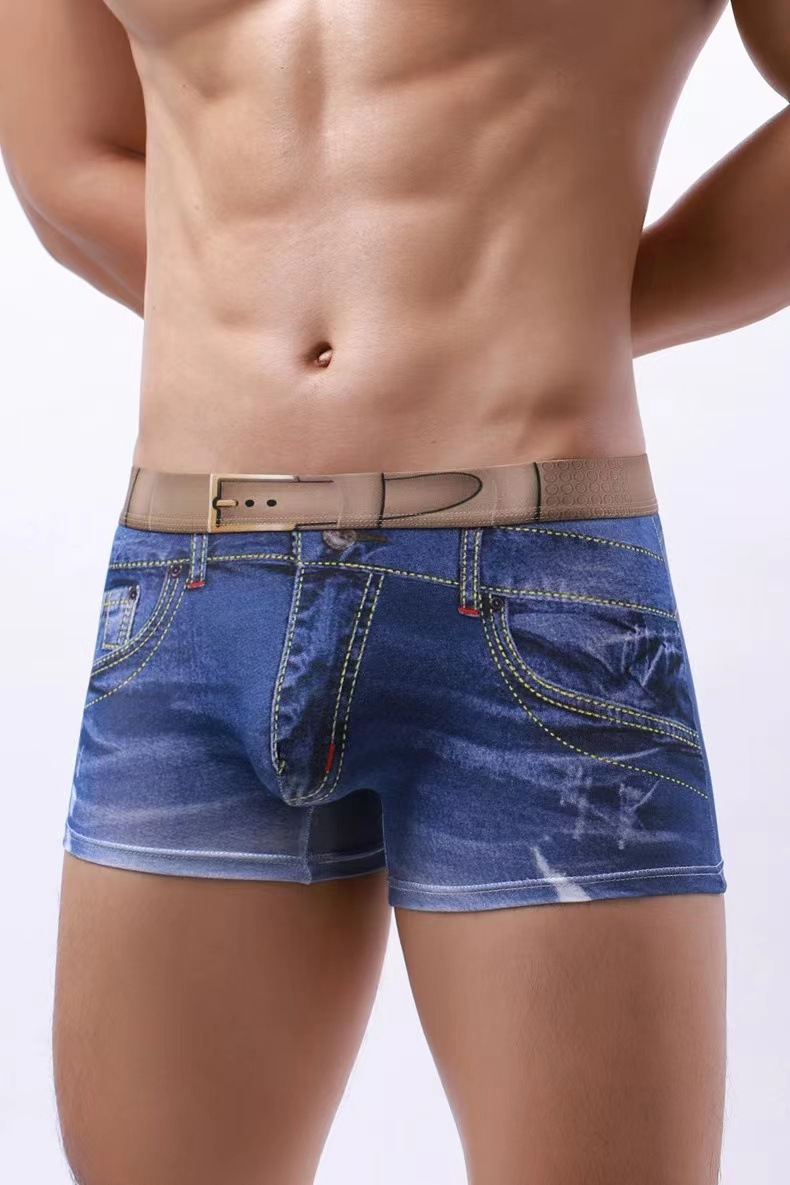 Title 9, Cueca Boxer Masculina Algodão Estampa Jeans 3D,...