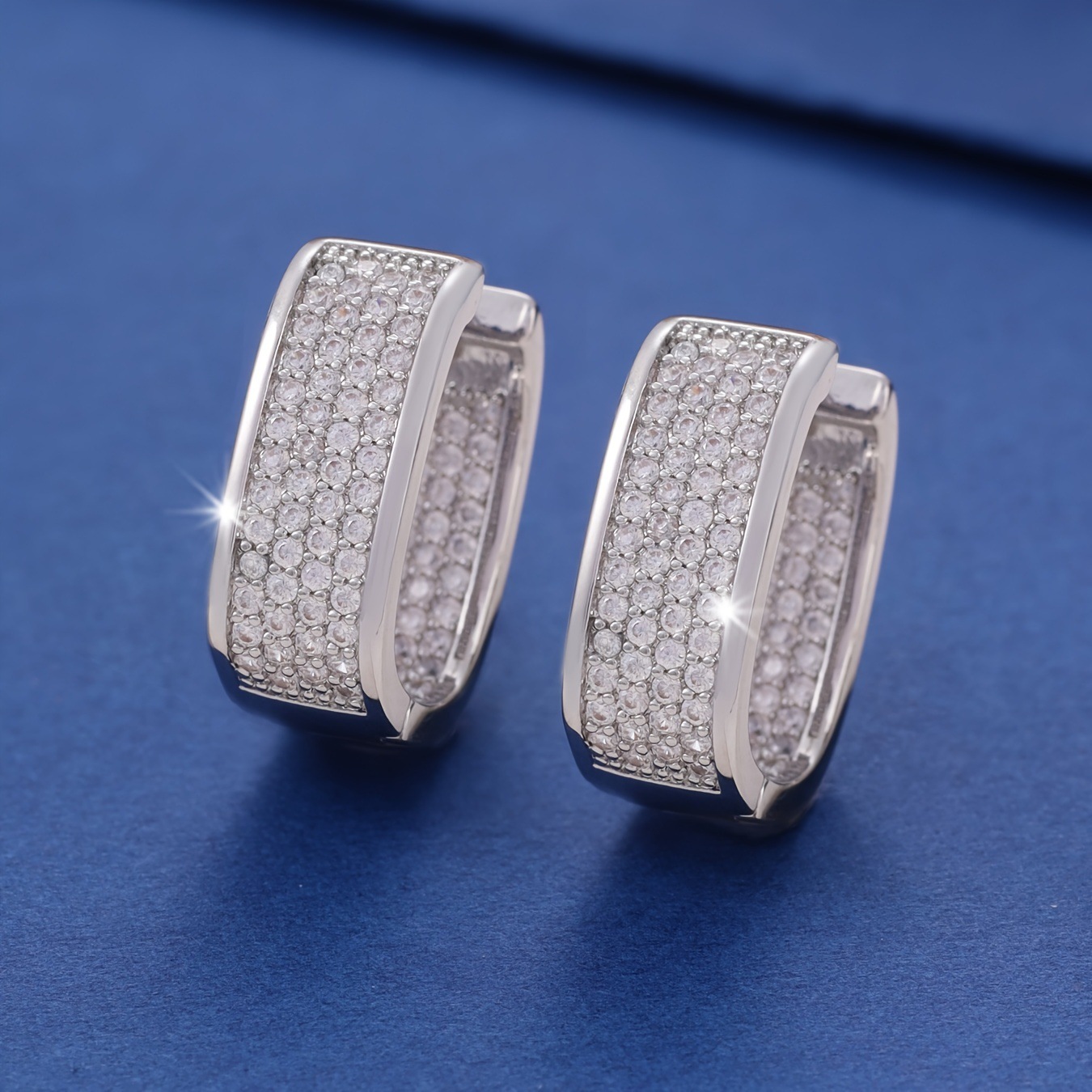 Title 3, Micro-inlaid Diamond Super Shiny Square Earring...