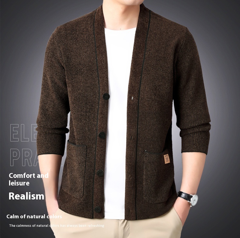 Title 2, Korean Style Mens Corduroy Sweater Coat, Trend...