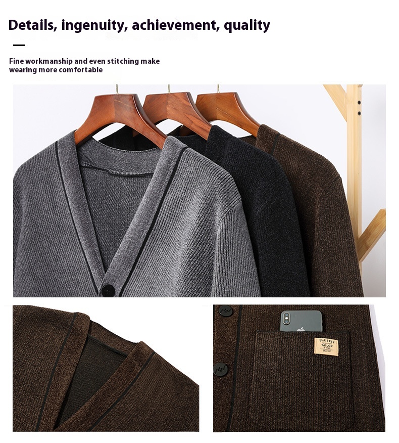 Title 4, Korean Style Mens Corduroy Sweater Coat, Trend...