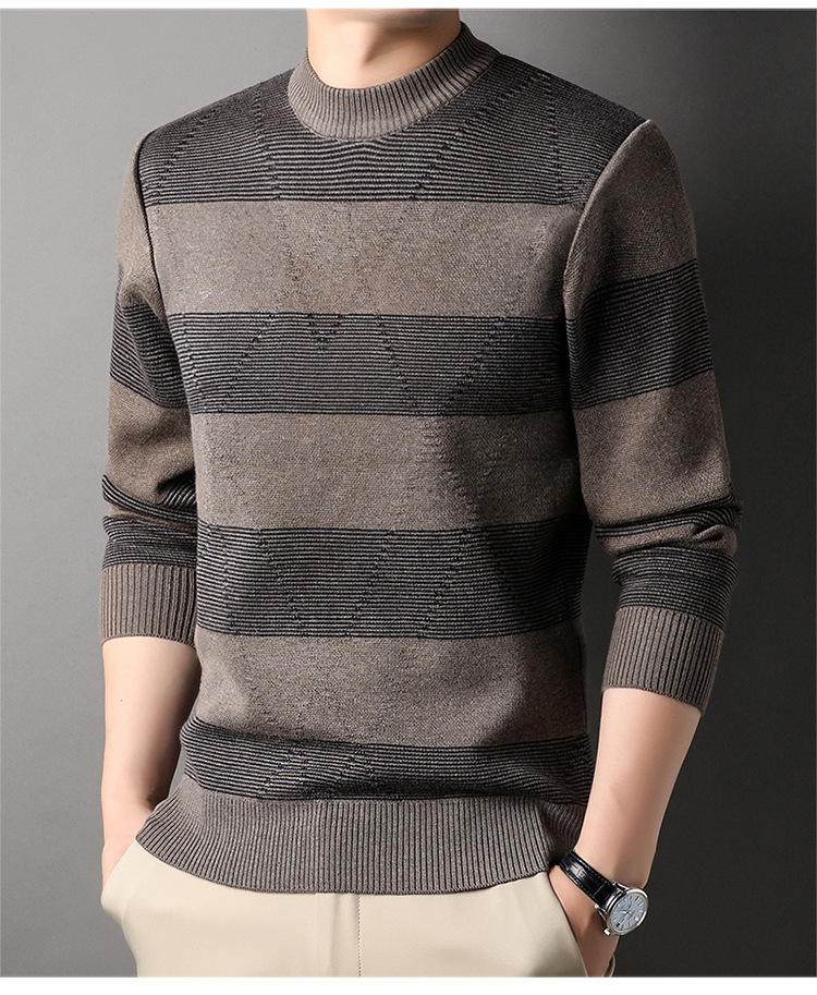 Title 3, Mens Fashion Colorblock High Round Neck Knitwe...