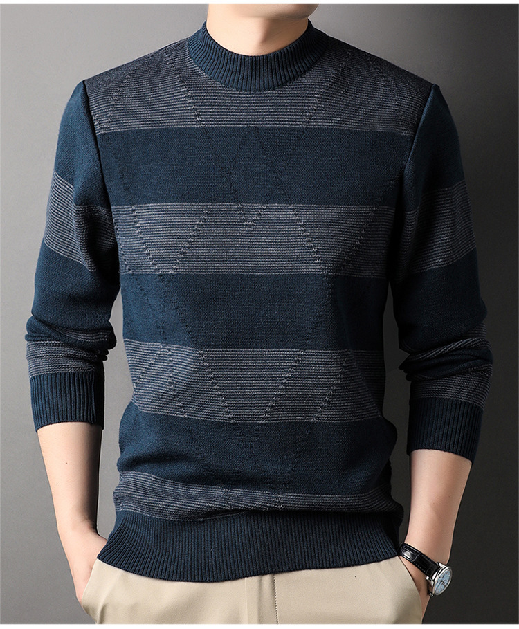 Title 4, Mens Fashion Colorblock High Round Neck Knitwe...