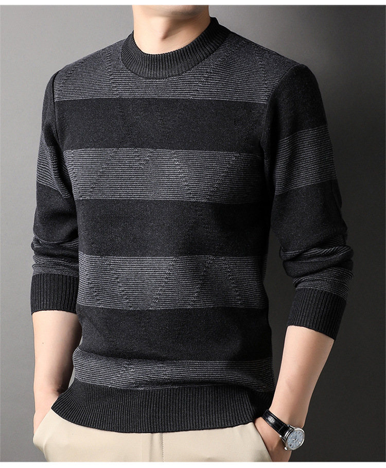 Title 6, Mens Fashion Colorblock High Round Neck Knitwe...