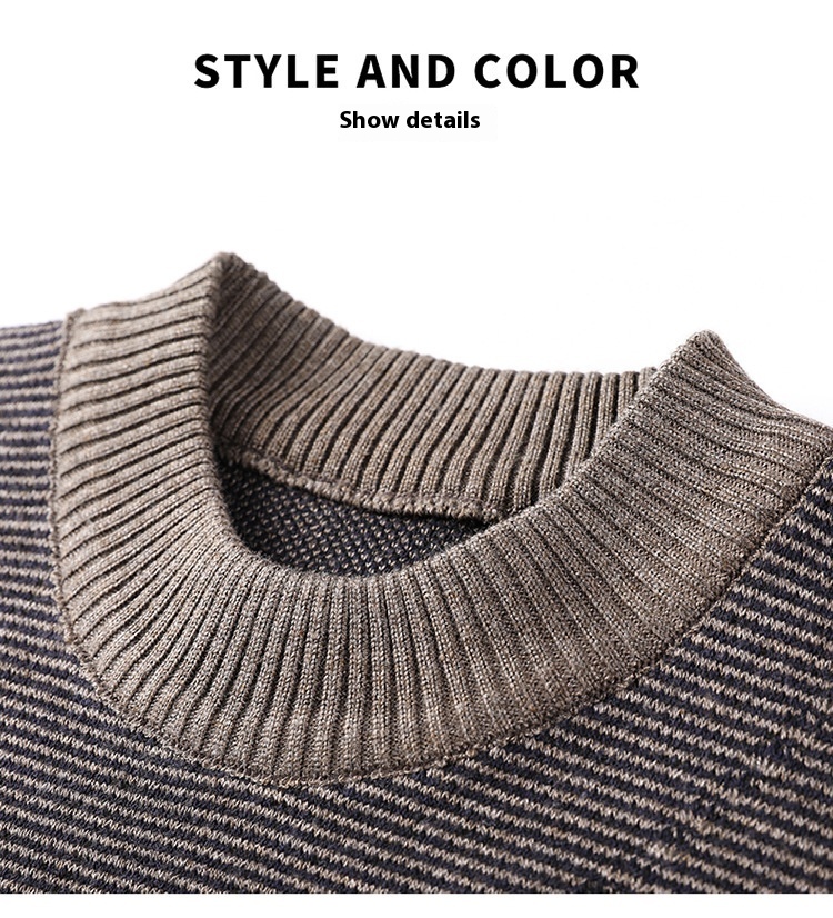 Title 8, Mens Fashion Colorblock High Round Neck Knitwe...