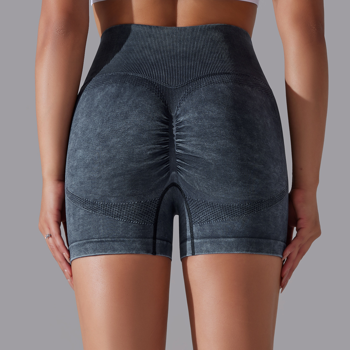 Title 3, Damen Seamless Gestrickte High Waist Yoga Short...