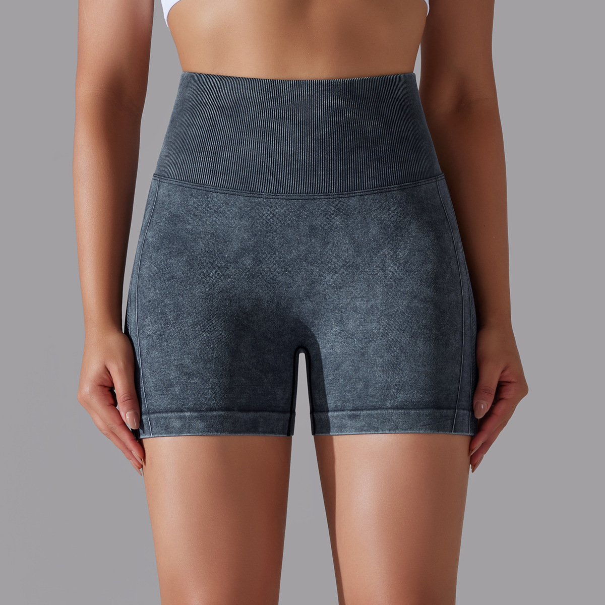 Title 14, Damen Seamless Gestrickte High Waist Yoga Short...