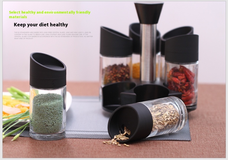 Title 2, Rotating Glass Seasoning Bottle Creative Kitche...