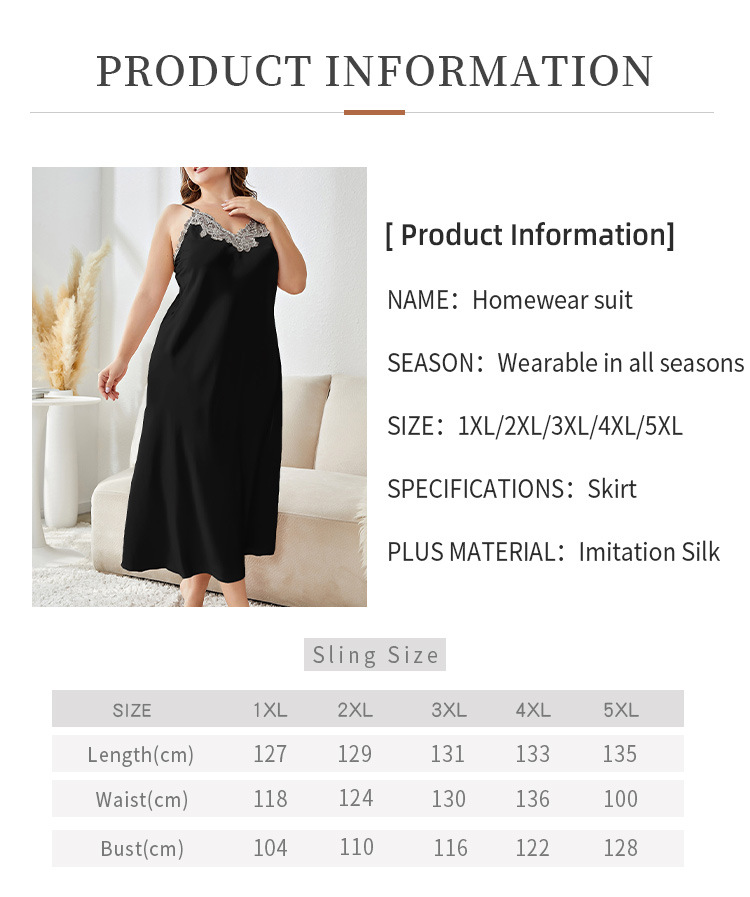 Title 2, Large Size Braces Night Skirt Suit Ice Silk Paj...