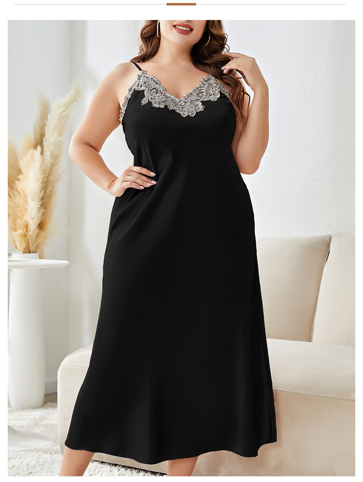 Title 6, Large Size Braces Night Skirt Suit Ice Silk Paj...