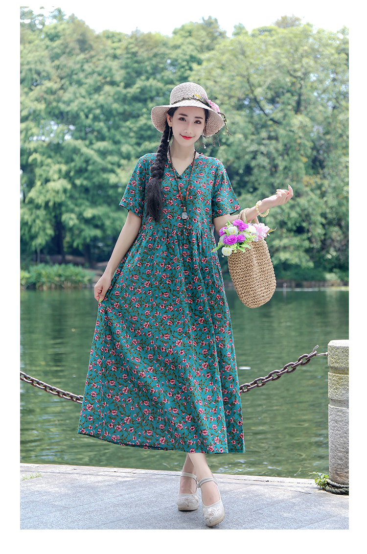 Title 6, Summer Ethnic Style Cotton And Linen Printed Ro...