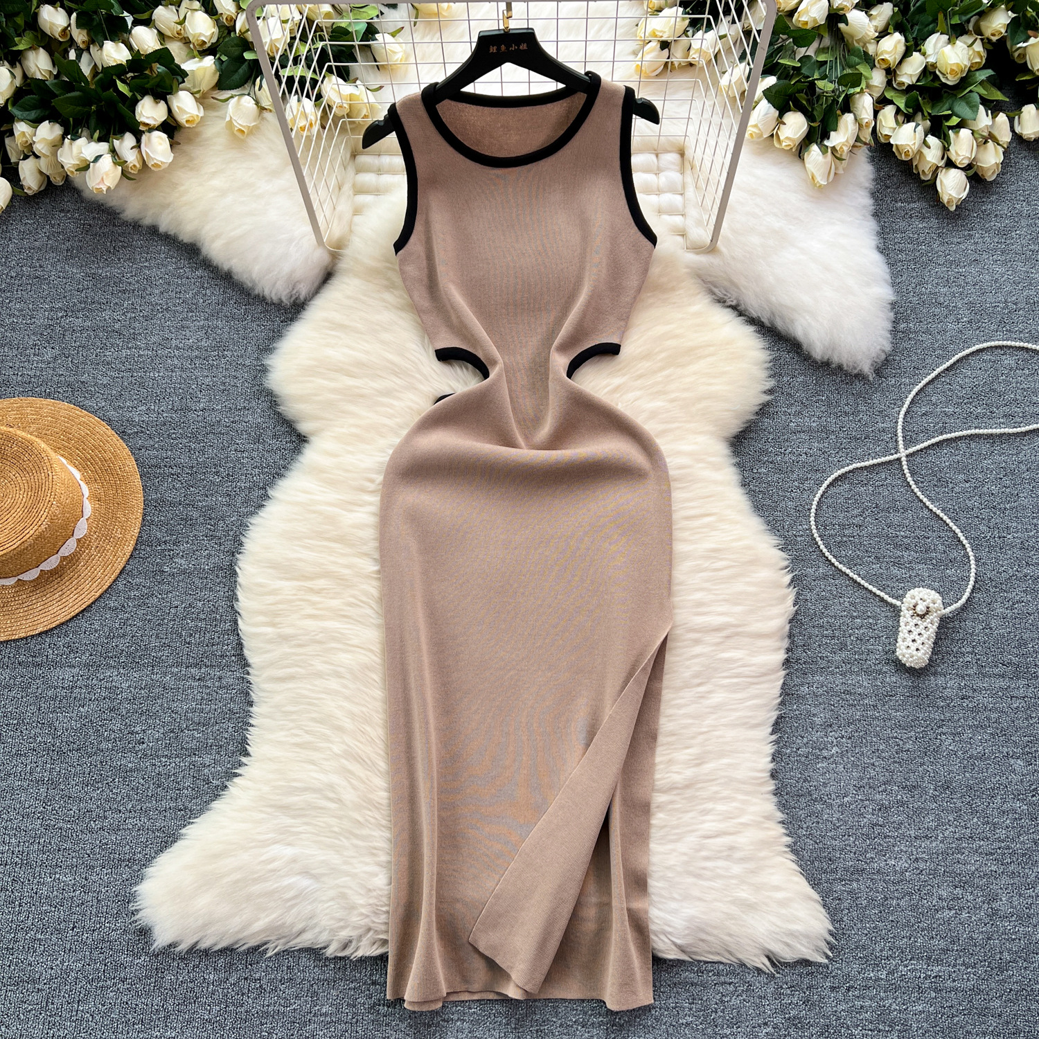 Title 4, Scheming Hollow-out Midriff Dress Female Pure D...