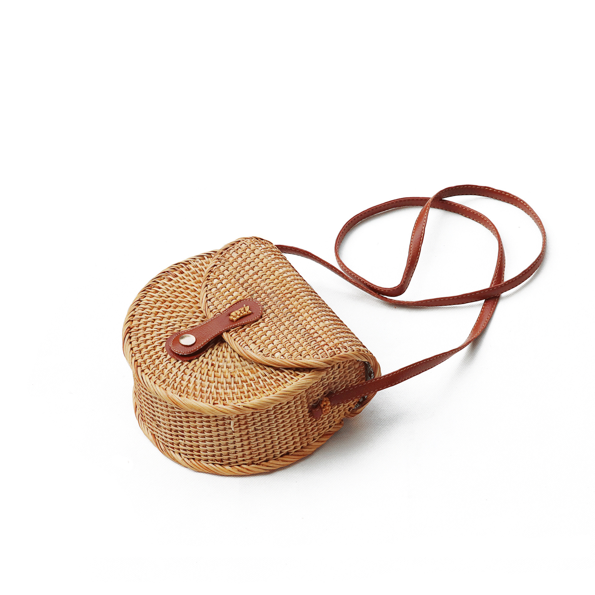 Title 2, Rattan-gewebte Tasche, halbrunde Umhängetasche,...