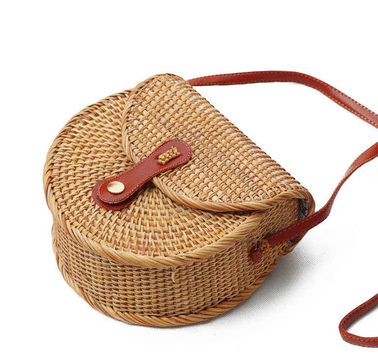 Title 4, Rattan-gewebte Tasche, halbrunde Umhängetasche,...