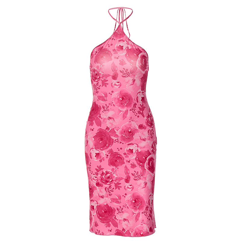 Title 17, Vestido estampado floral sem mangas halter peit...