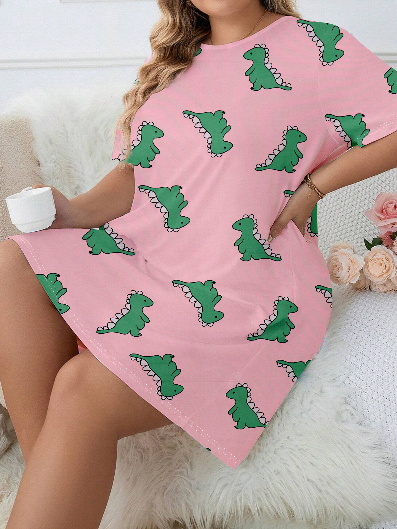 Title 6, Pijama de manga corta con estampado de dinosaur...