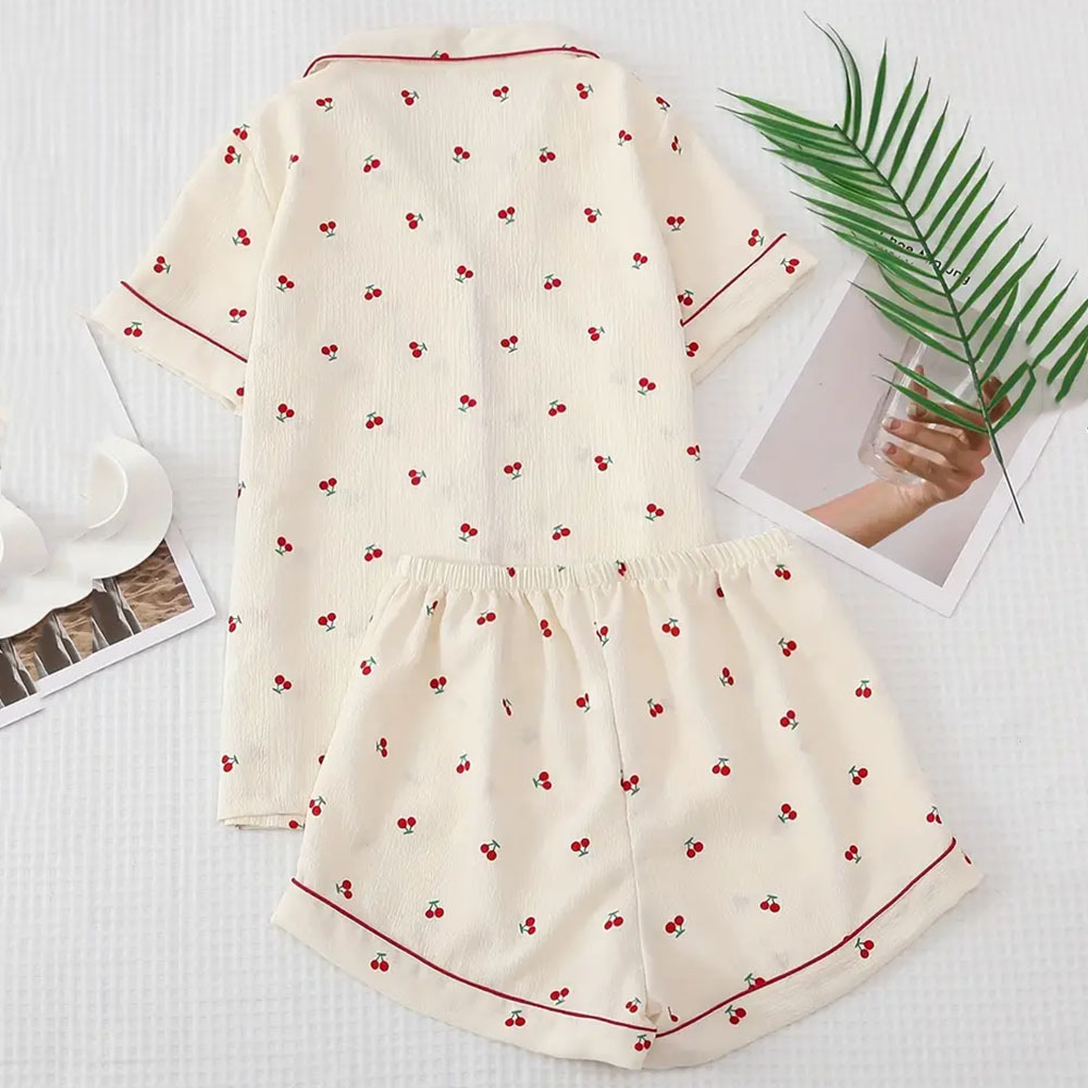 Title 7, Summer Printed Cardigan Casual Pajamas Suit