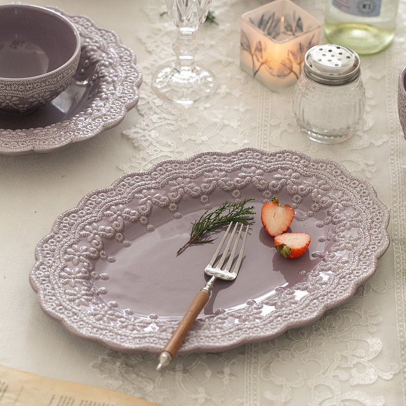 Title 1, French Purple Lace Ceramic Tableware Girl Heart...