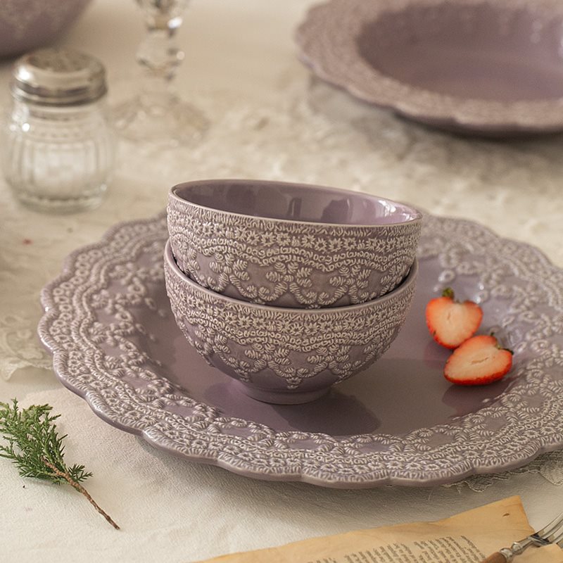 Title 2, French Purple Lace Ceramic Tableware Girl Heart...