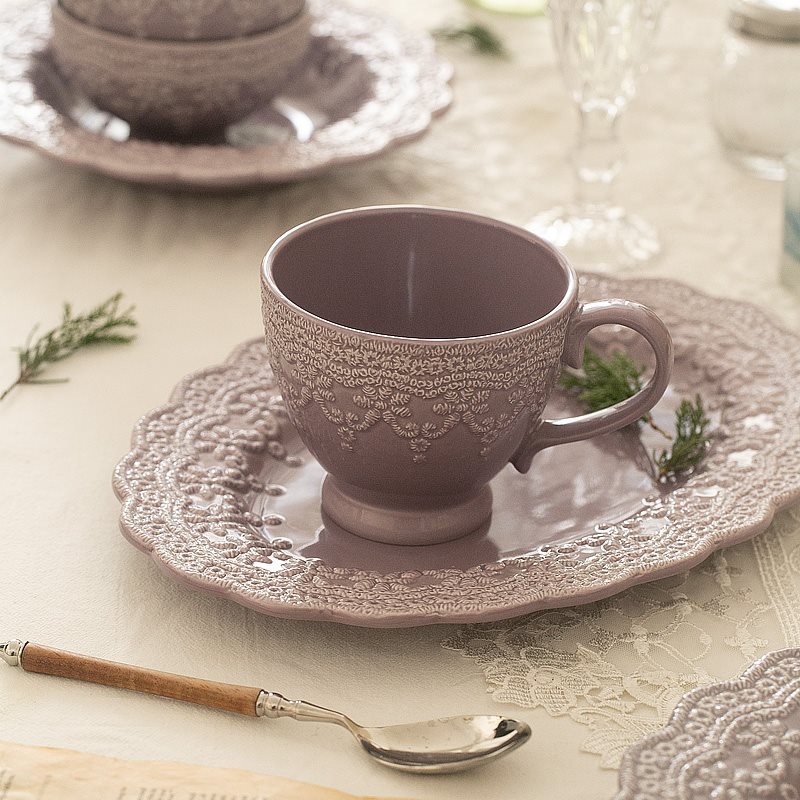 Title 3, French Purple Lace Ceramic Tableware Girl Heart...