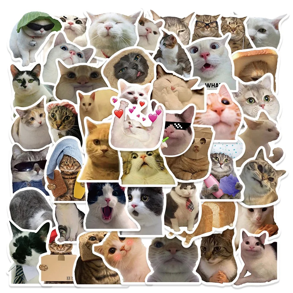 Meme Kitty Stickers Set 50Pcs Cute & Funny