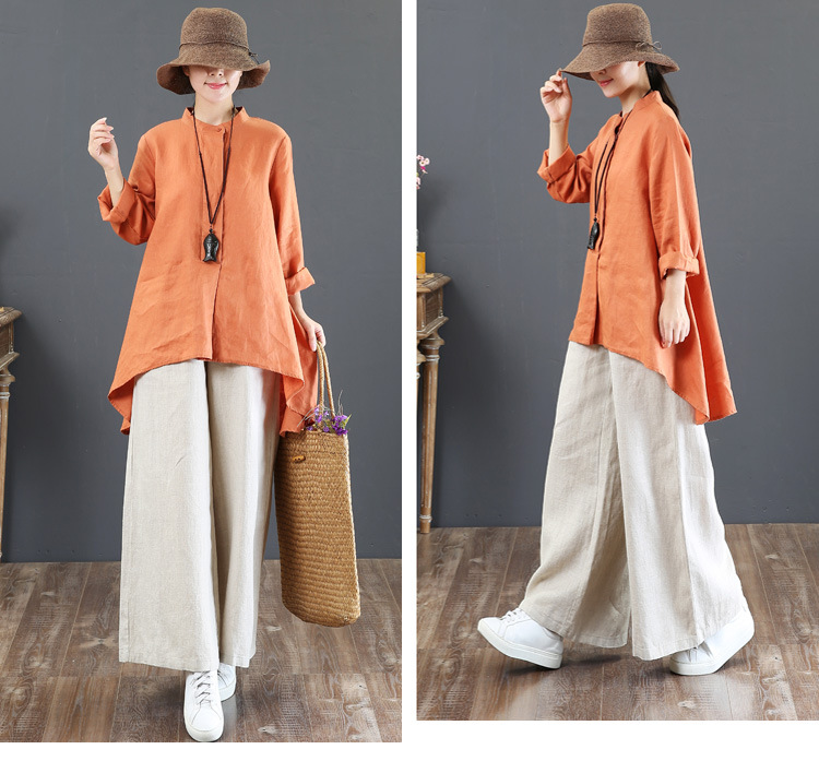 Title 2, Summer cotton and linen womens trousers, loose...