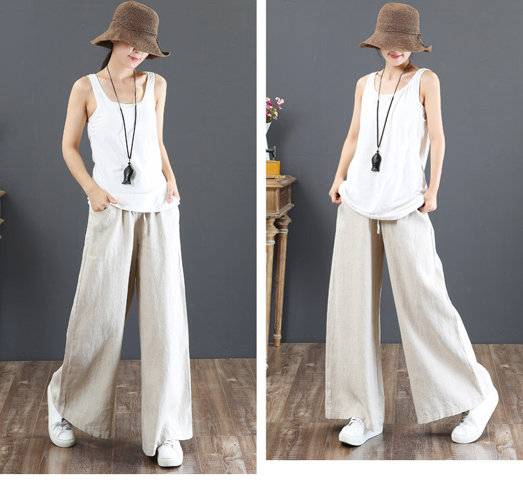 Title 6, Summer cotton and linen womens trousers, loose...