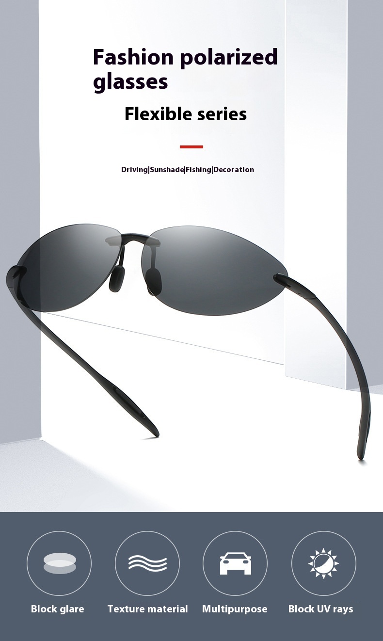 Title 5, Ultra Light Frameless Polarized Sunglasses Tren...