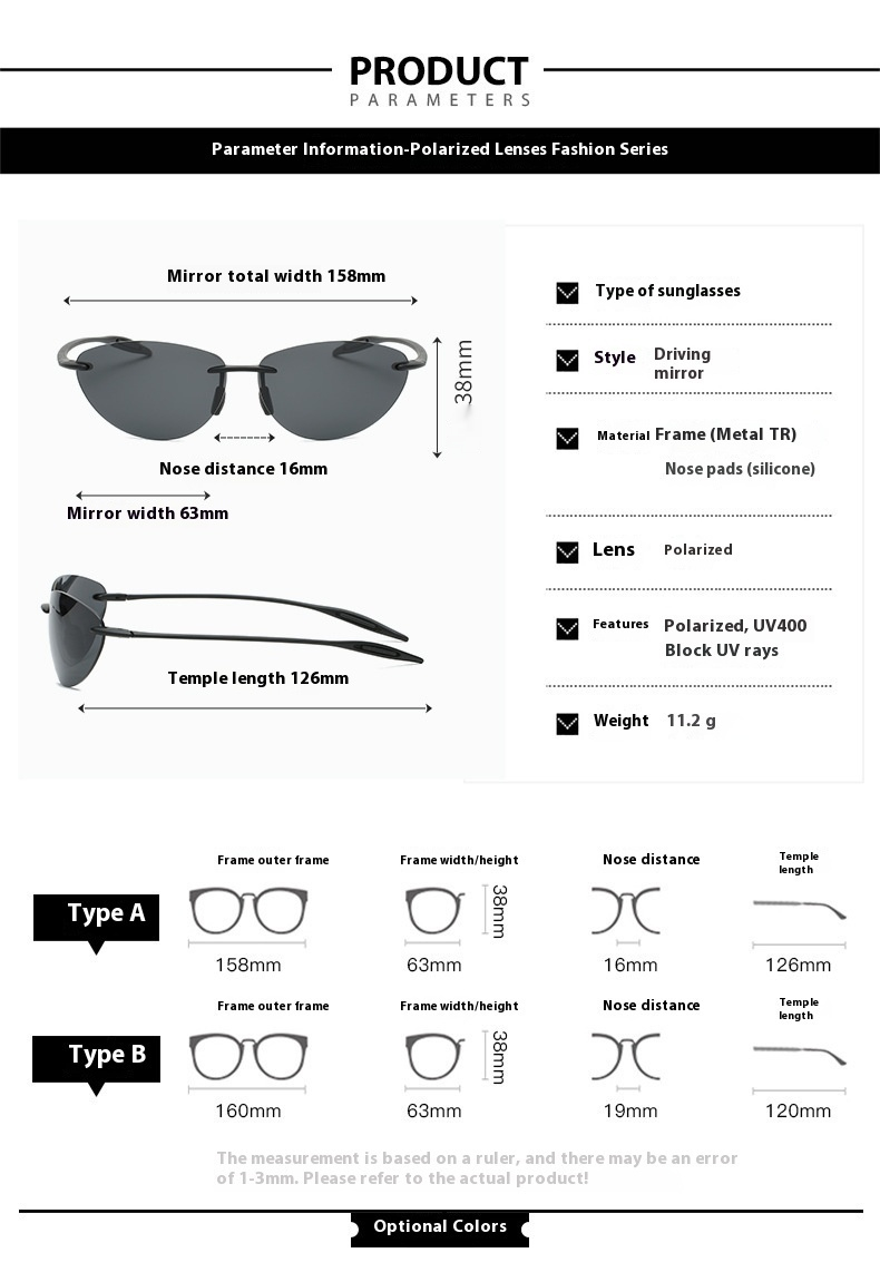 Title 13, Ultra Light Frameless Polarized Sunglasses Tren...