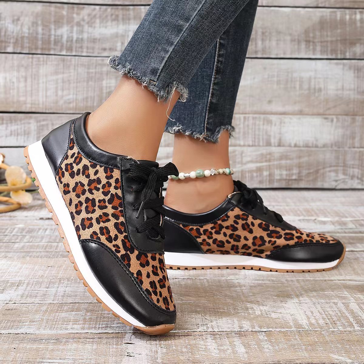 Title 3, Scarpe sportive casual da donna con lacci, stam...