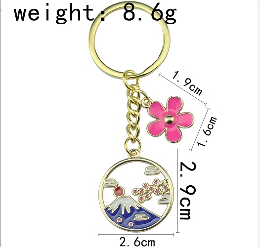 Fuji Mountain Keychain with Sakura! Japan Inspired