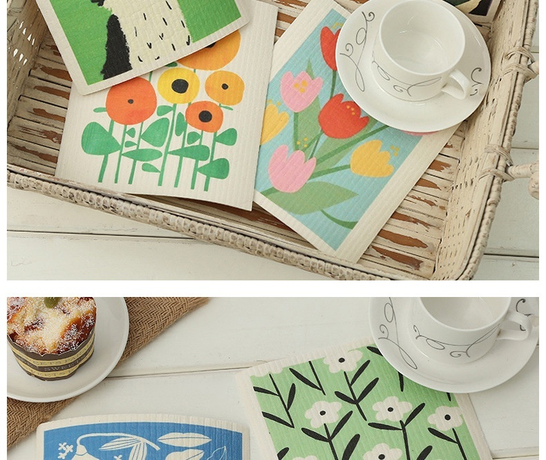 Title 11, Kitchen Printing Dishcloth Cute Cartoon Tulip C...