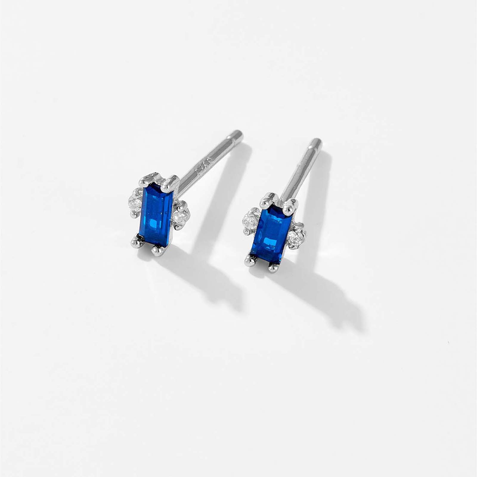 Title 3, S925 Silver Rectangular Diamond Stud Earrings M...