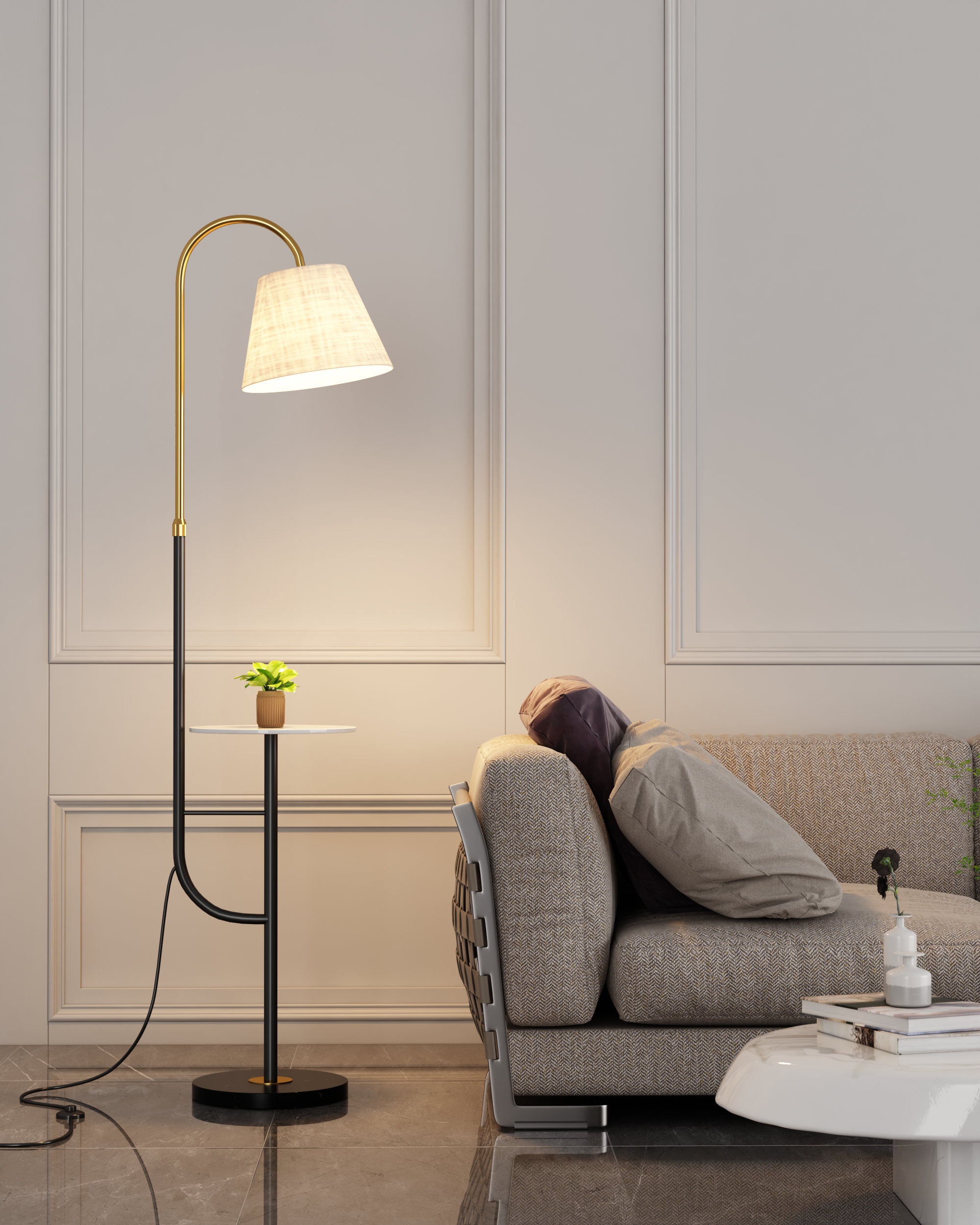 Floor lamp with shelves​