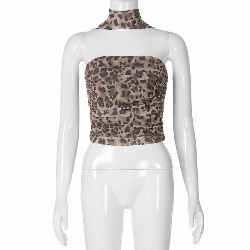 Title 14, Gilet dimagrante con stampa leopardata, collo S...