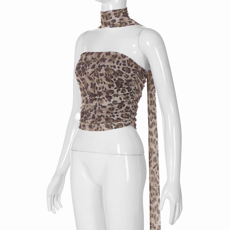 Title 15, Gilet dimagrante con stampa leopardata, collo S...