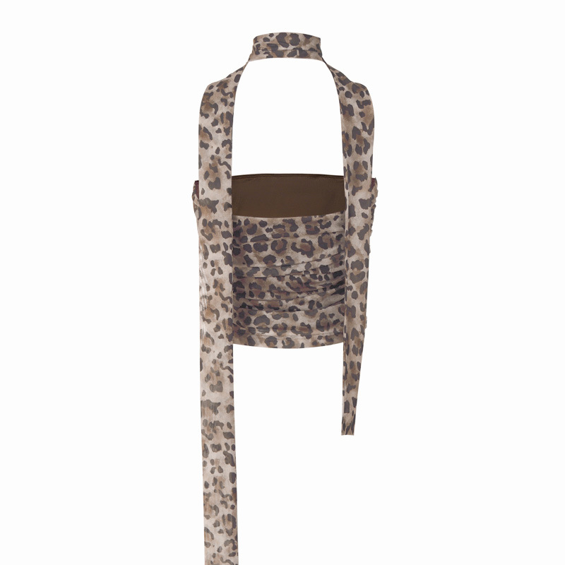 Title 22, Gilet dimagrante con stampa leopardata, collo S...