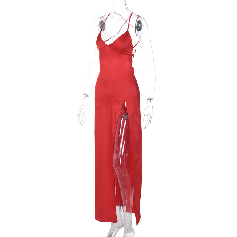 Title 10, Simple solid color sling dress with low collar,...