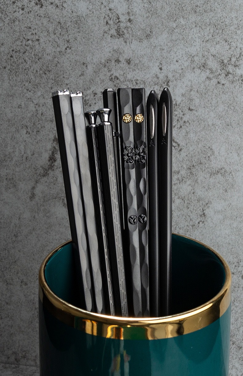 Title 1, Light Luxury Alloy Chopsticks For Household Use...