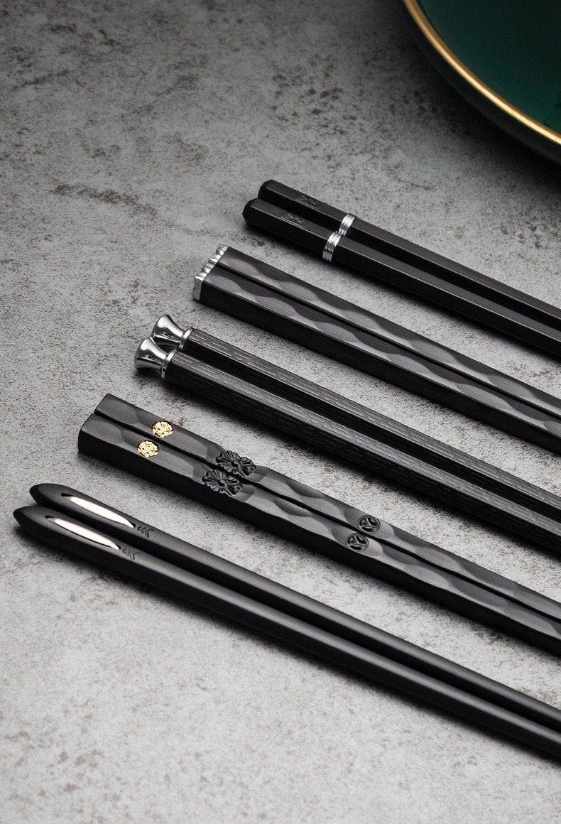 Title 2, Light Luxury Alloy Chopsticks For Household Use...