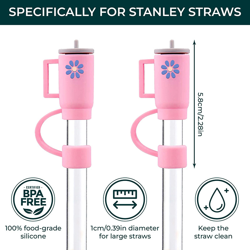 Title 2, Straw Silicone Cover Flower Cloud Animal Straw Cap