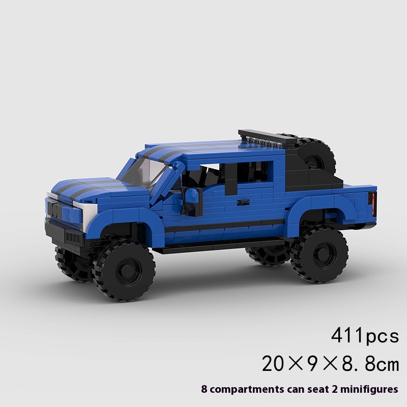 Title 8, Off-road Car Pickup Truck MOC Small Particle Bu...