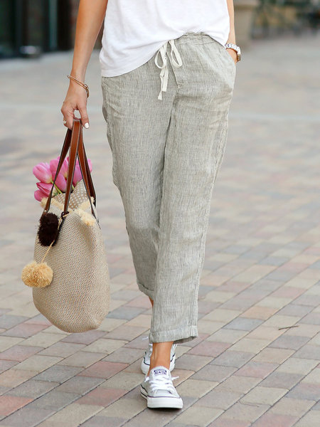 Title 3, Drawstring elastic waist cotton and linen pants...