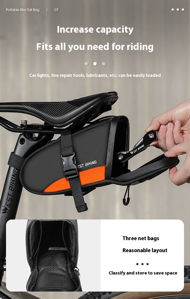 WEST BIKING Reflective Bicycle Saddle Bag Waterproof Tool Bag