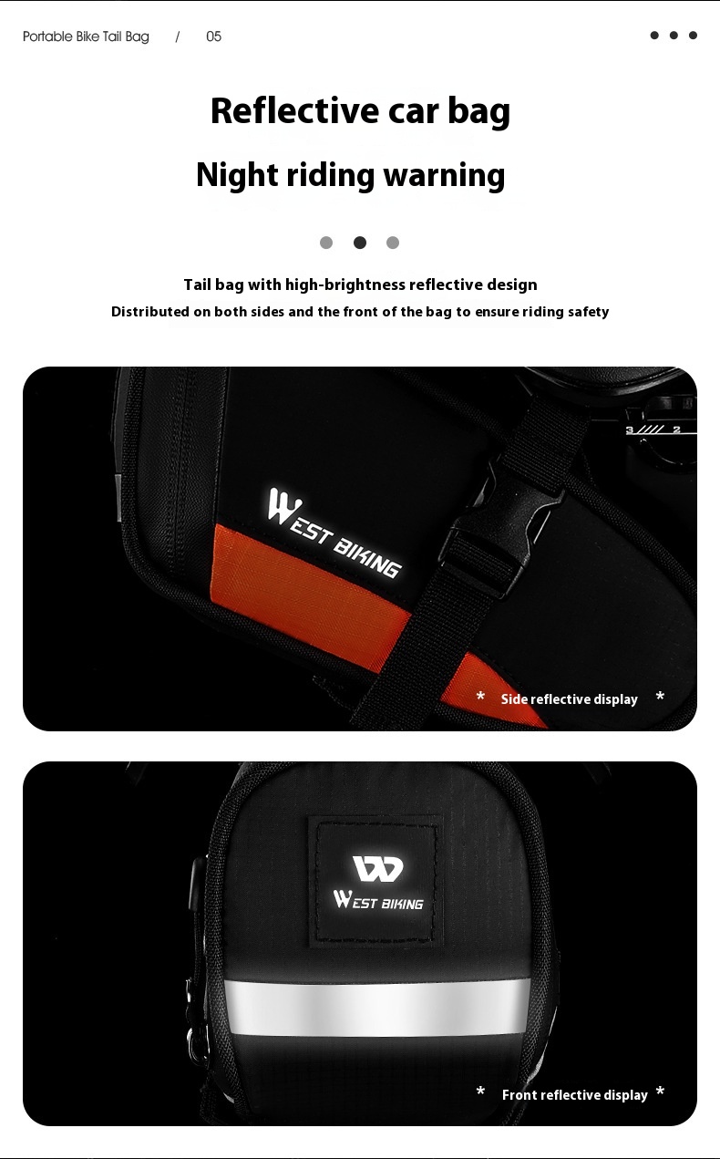 WEST BIKING Reflective Bicycle Saddle Bag Waterproof Tool Bag