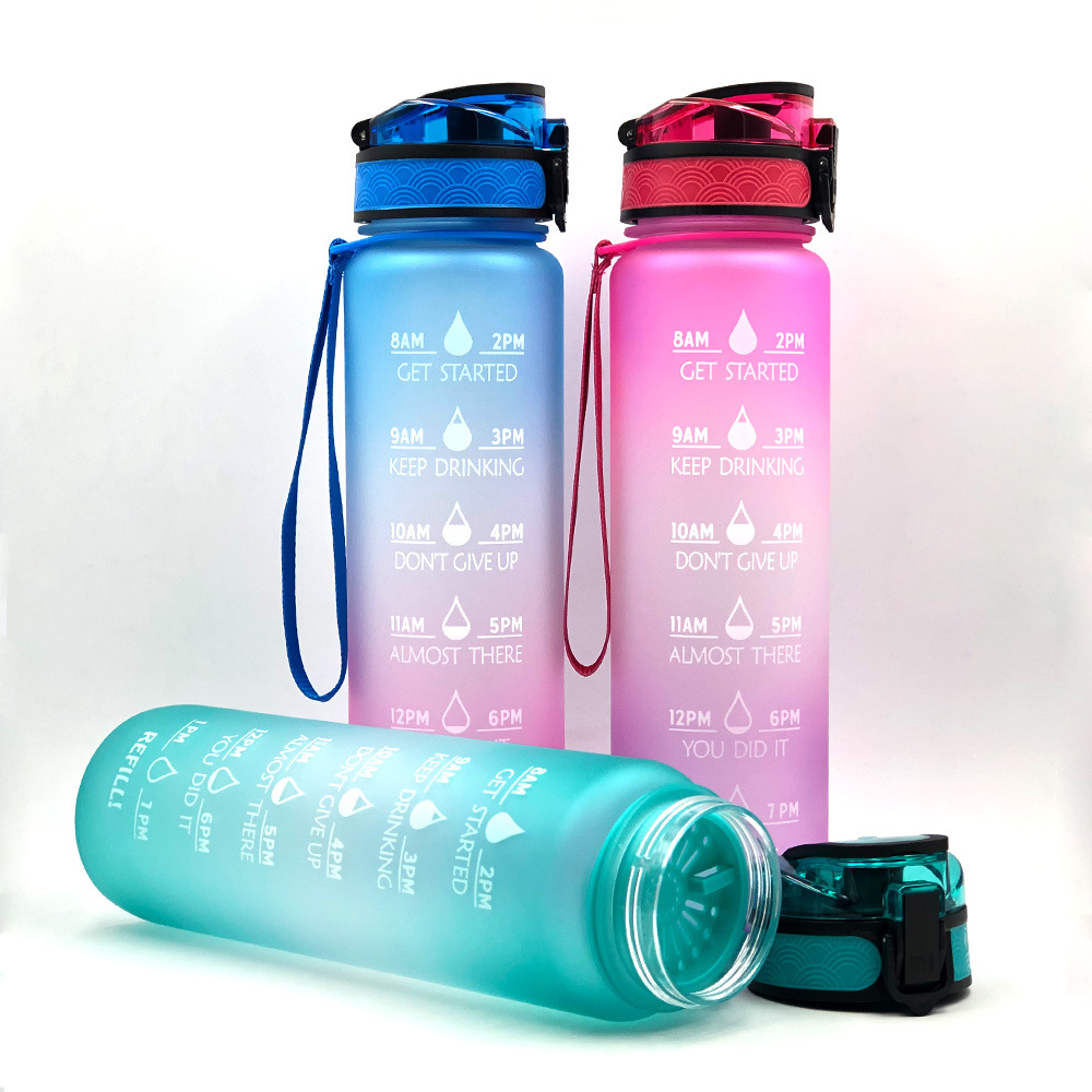32oz Pug Motivational Water Bottle With Time Marker & Fruit Infuser - Daily Hydration Tracker