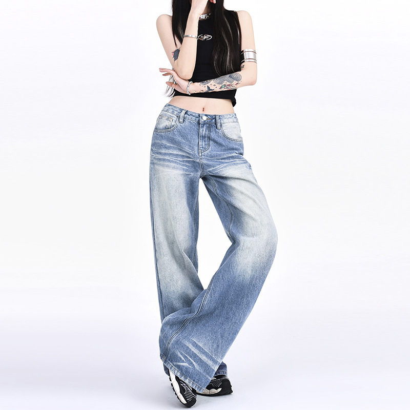 Title 4, Ausgewaschene Denim-Straight-Wide-Leg-Jeans, im...