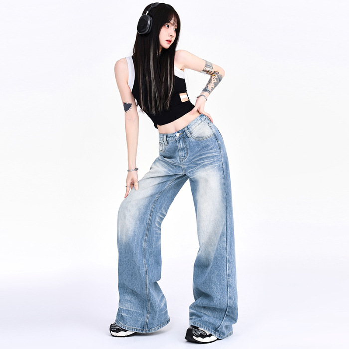 Title 8, Ausgewaschene Denim-Straight-Wide-Leg-Jeans, im...