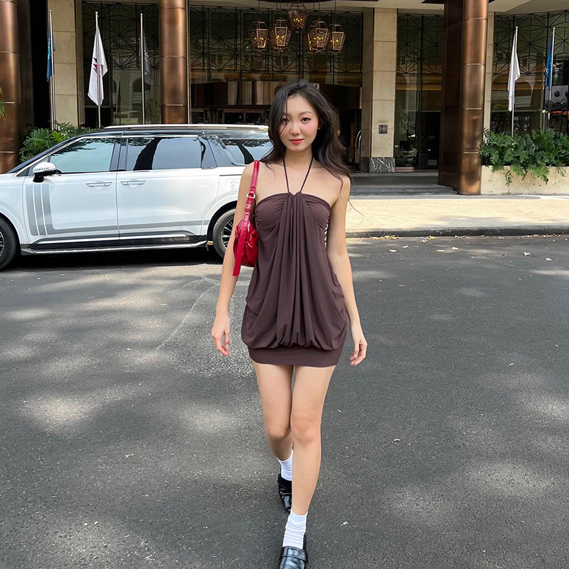 Title 16, Womens Solid Color Sling Short Backless Dress,...